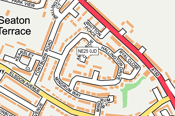 NE25 0JD map - OS OpenMap – Local (Ordnance Survey)