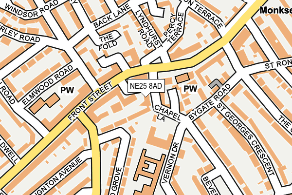 NE25 8AD map - OS OpenMap – Local (Ordnance Survey)
