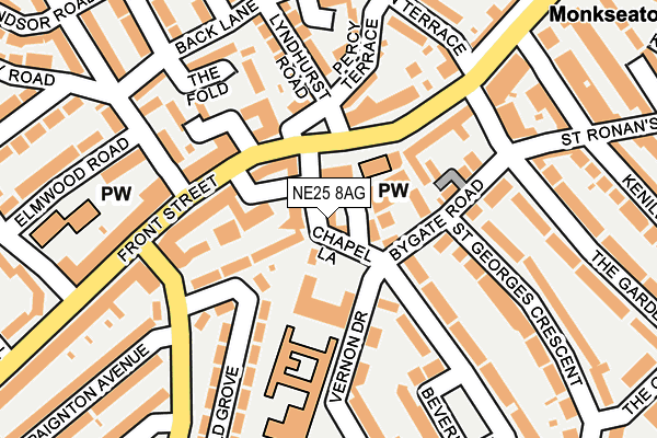 NE25 8AG map - OS OpenMap – Local (Ordnance Survey)