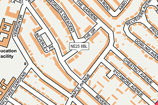 NE25 8BL map - OS OpenMap – Local (Ordnance Survey)