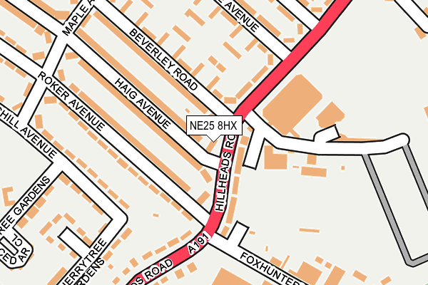 NE25 8HX map - OS OpenMap – Local (Ordnance Survey)