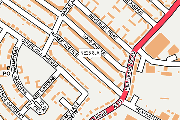 NE25 8JA map - OS OpenMap – Local (Ordnance Survey)