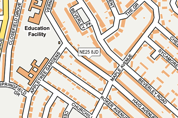 NE25 8JD map - OS OpenMap – Local (Ordnance Survey)