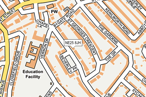 NE25 8JH map - OS OpenMap – Local (Ordnance Survey)