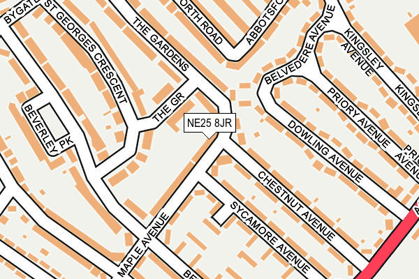 NE25 8JR map - OS OpenMap – Local (Ordnance Survey)