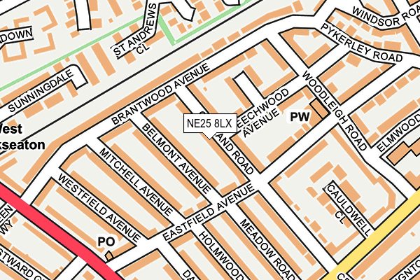 NE25 8LX map - OS OpenMap – Local (Ordnance Survey)