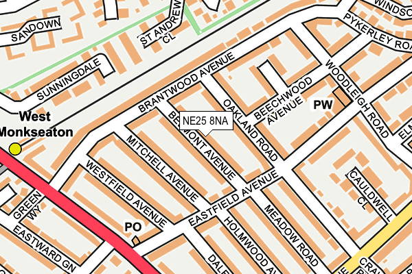 NE25 8NA map - OS OpenMap – Local (Ordnance Survey)