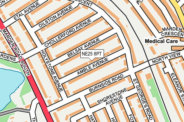 NE25 8PT map - OS OpenMap – Local (Ordnance Survey)