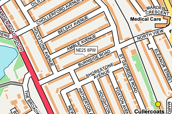 NE25 8PW map - OS OpenMap – Local (Ordnance Survey)