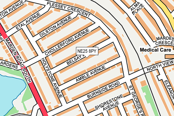 NE25 8PY map - OS OpenMap – Local (Ordnance Survey)