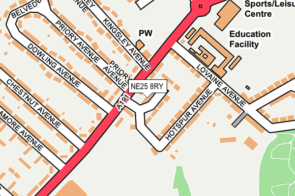 NE25 8RY map - OS OpenMap – Local (Ordnance Survey)