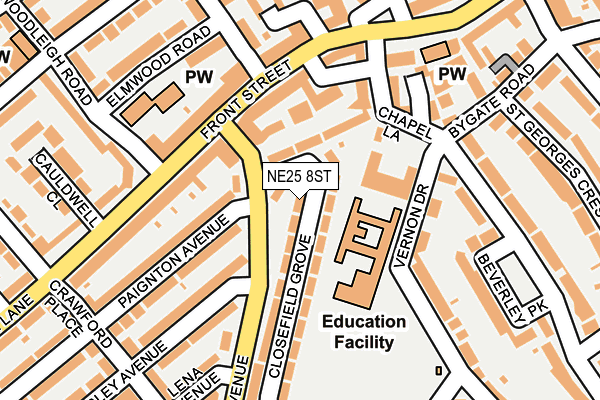 NE25 8ST map - OS OpenMap – Local (Ordnance Survey)