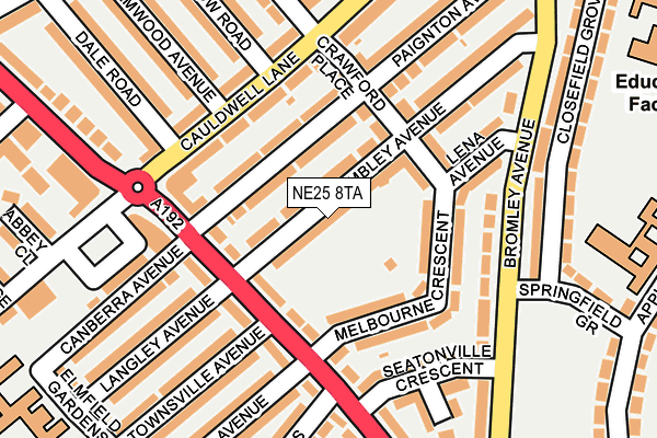 NE25 8TA map - OS OpenMap – Local (Ordnance Survey)