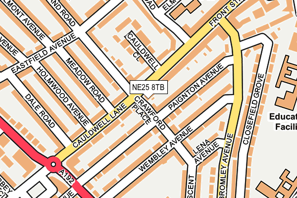 NE25 8TB map - OS OpenMap – Local (Ordnance Survey)