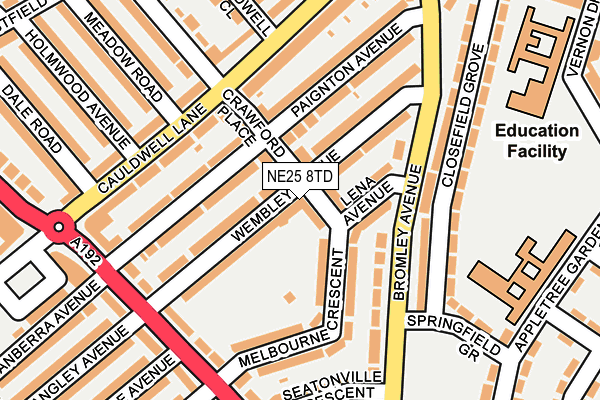 NE25 8TD map - OS OpenMap – Local (Ordnance Survey)