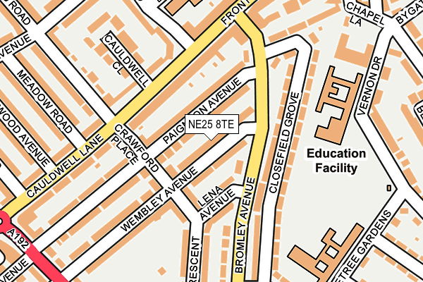 NE25 8TE map - OS OpenMap – Local (Ordnance Survey)