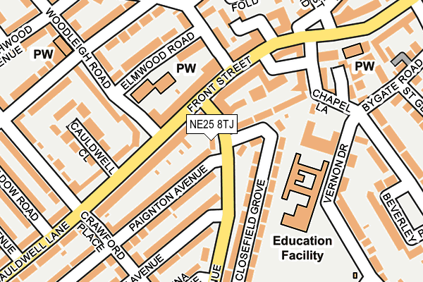 NE25 8TJ map - OS OpenMap – Local (Ordnance Survey)