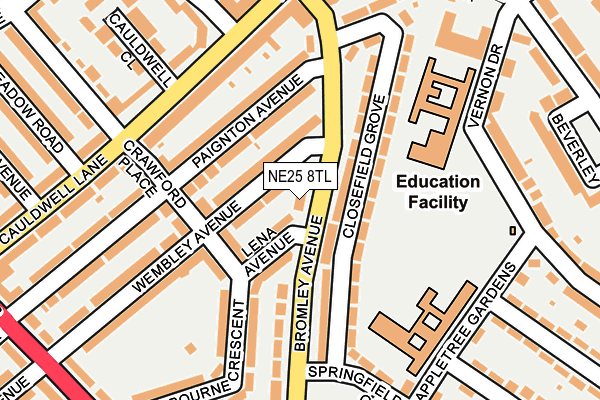 NE25 8TL map - OS OpenMap – Local (Ordnance Survey)