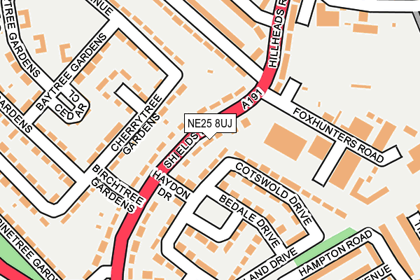 NE25 8UJ map - OS OpenMap – Local (Ordnance Survey)