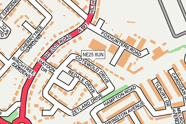 NE25 8UN map - OS OpenMap – Local (Ordnance Survey)