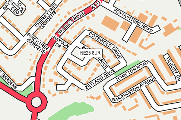 NE25 8UR map - OS OpenMap – Local (Ordnance Survey)