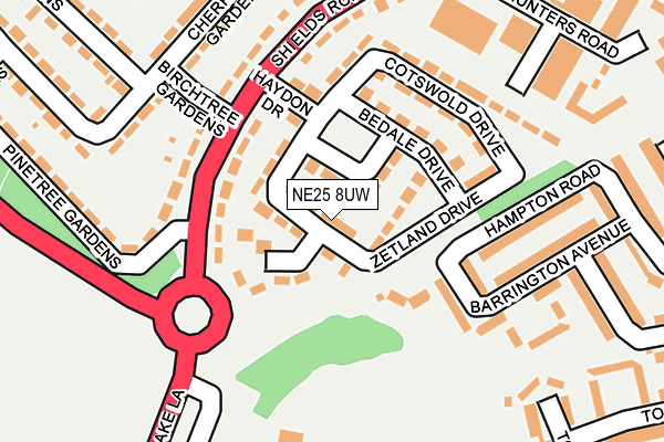 NE25 8UW map - OS OpenMap – Local (Ordnance Survey)