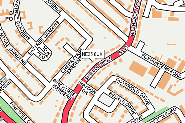 NE25 8UX map - OS OpenMap – Local (Ordnance Survey)