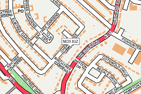 NE25 8UZ map - OS OpenMap – Local (Ordnance Survey)