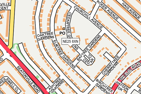 NE25 8XN map - OS OpenMap – Local (Ordnance Survey)
