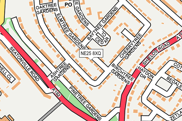 NE25 8XQ map - OS OpenMap – Local (Ordnance Survey)