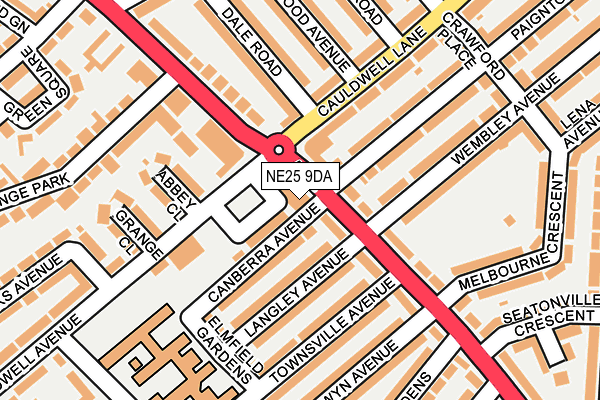 NE25 9DA map - OS OpenMap – Local (Ordnance Survey)