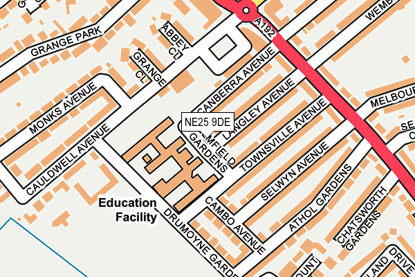 NE25 9DE map - OS OpenMap – Local (Ordnance Survey)