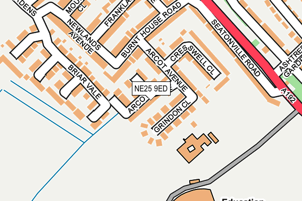 NE25 9ED map - OS OpenMap – Local (Ordnance Survey)