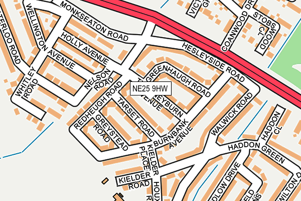 NE25 9HW map - OS OpenMap – Local (Ordnance Survey)