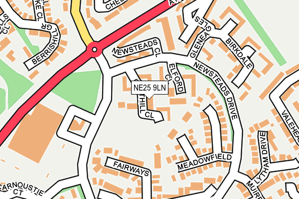 NE25 9LN map - OS OpenMap – Local (Ordnance Survey)