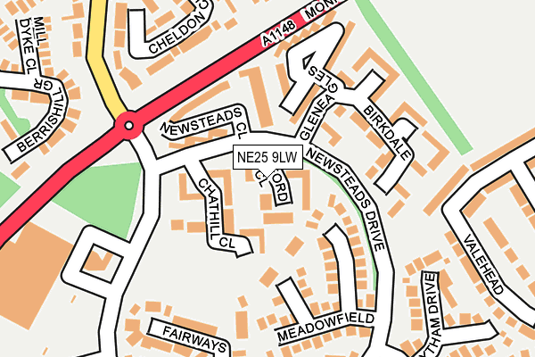 NE25 9LW map - OS OpenMap – Local (Ordnance Survey)
