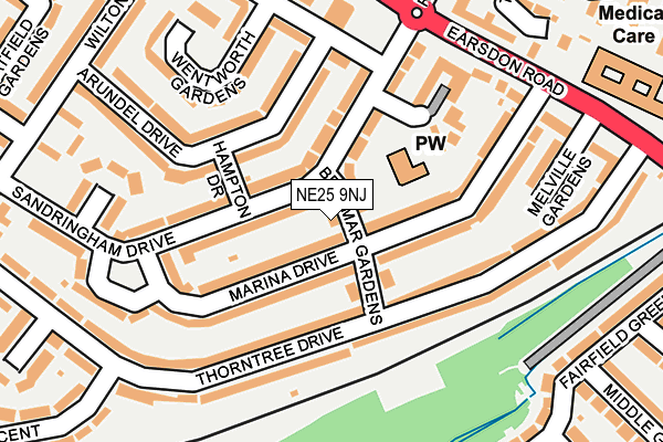 NE25 9NJ map - OS OpenMap – Local (Ordnance Survey)