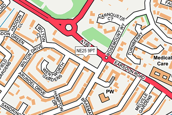 NE25 9PT map - OS OpenMap – Local (Ordnance Survey)