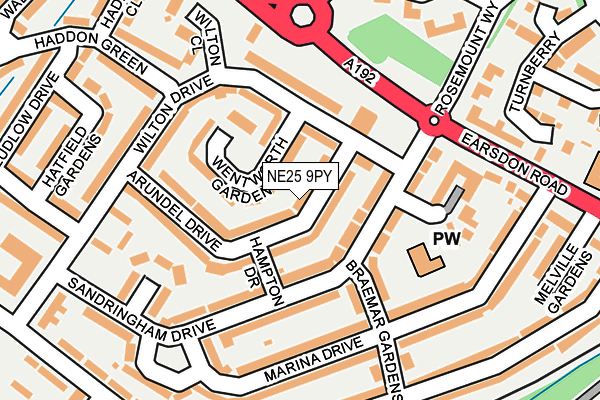 NE25 9PY map - OS OpenMap – Local (Ordnance Survey)