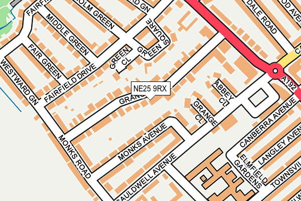 NE25 9RX map - OS OpenMap – Local (Ordnance Survey)