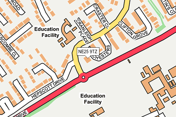 NE25 9TZ map - OS OpenMap – Local (Ordnance Survey)