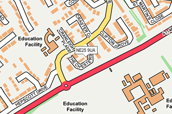 NE25 9UA map - OS OpenMap – Local (Ordnance Survey)