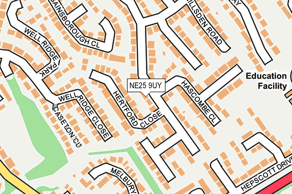 NE25 9UY map - OS OpenMap – Local (Ordnance Survey)