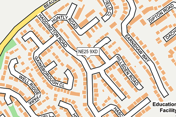 NE25 9XD map - OS OpenMap – Local (Ordnance Survey)