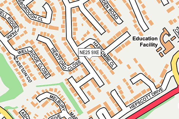 NE25 9XE map - OS OpenMap – Local (Ordnance Survey)