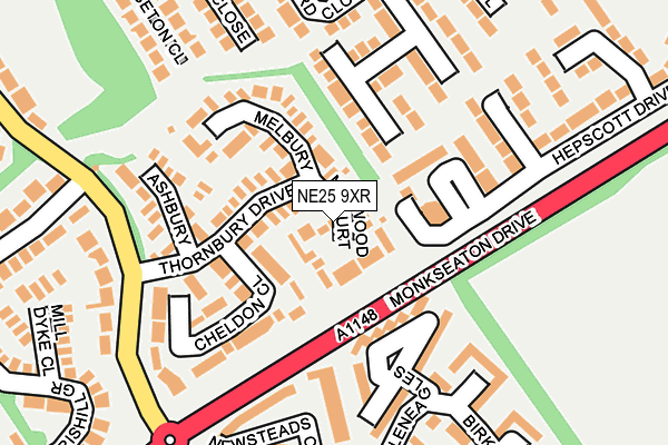 NE25 9XR map - OS OpenMap – Local (Ordnance Survey)