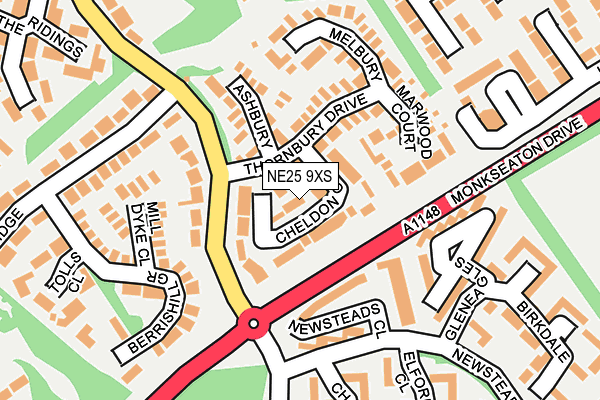 NE25 9XS map - OS OpenMap – Local (Ordnance Survey)