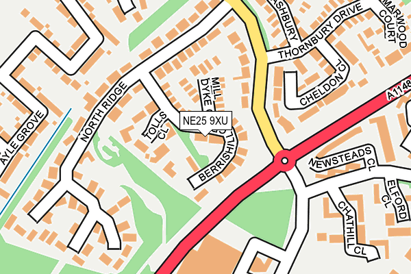 NE25 9XU map - OS OpenMap – Local (Ordnance Survey)