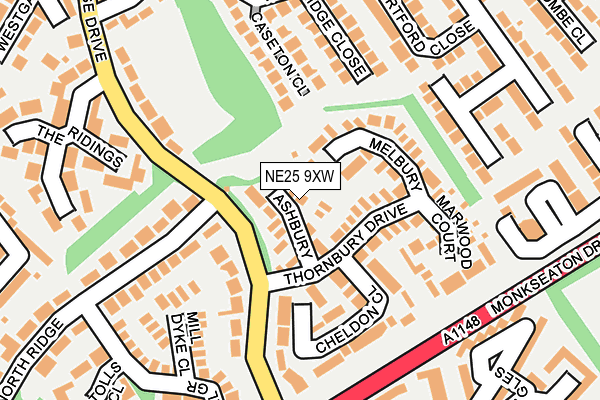 NE25 9XW map - OS OpenMap – Local (Ordnance Survey)