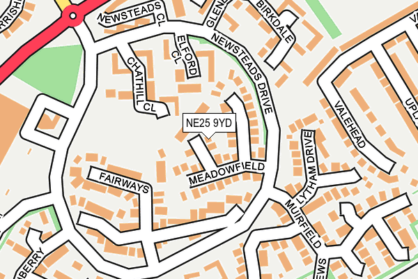 NE25 9YD map - OS OpenMap – Local (Ordnance Survey)